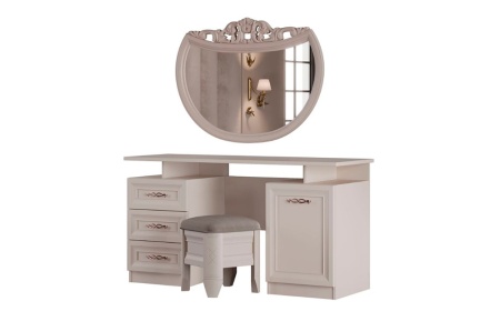 Туалетный стол с зеркалом и пуфом Адель