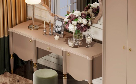 Туалетный стол с зеркалом и пуфом София