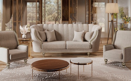 Диван Мария бежевый с обивкой букле