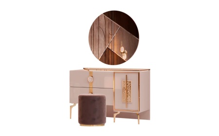 Туалетный стол с зеркалом и пуфом Грация