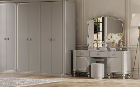 Туалетный стол с зеркалом и пуфом Мария