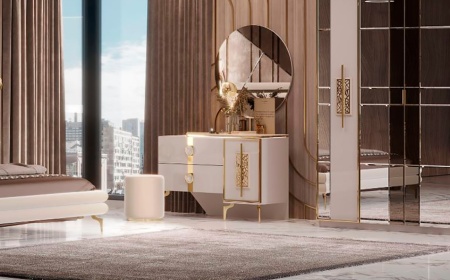 Туалетный стол с зеркалом и пуфом Грация