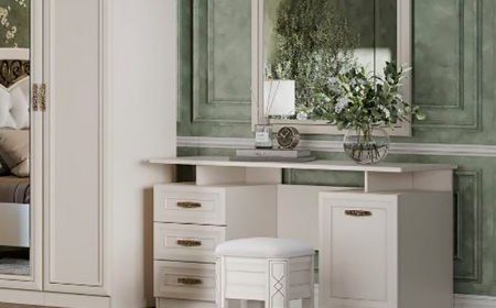 Туалетный стол с зеркалом и пуфом Оливия